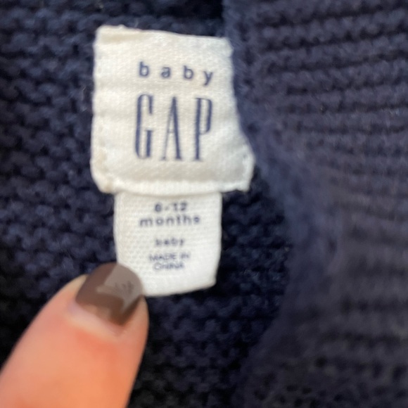 Baby Gap Navy Blue Teddy Bear Sweater Hoodie Jacket Sz 6-12 Months - Picture 3 of 3